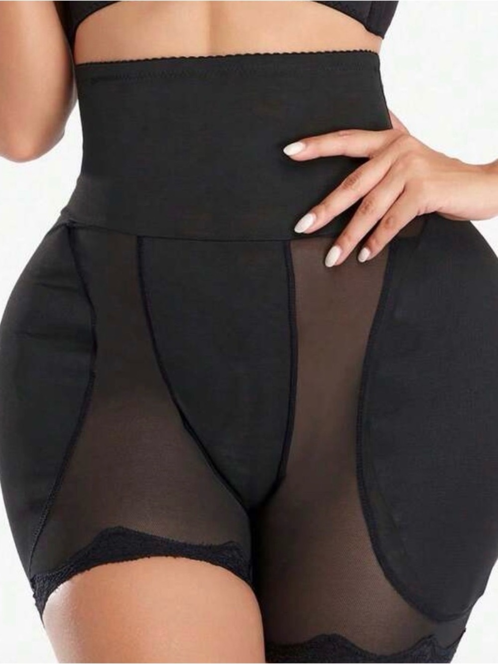 High-Waist Black Shaping Shorts with hips